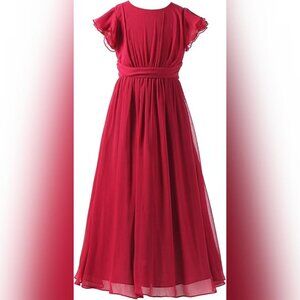 NWT Happy Rose Girls Long Party Dress, Wine, Size Girl's 18
